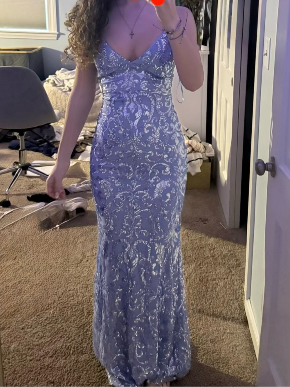 NEW WITH TAGS Blue sequin evening dress or prom dress.